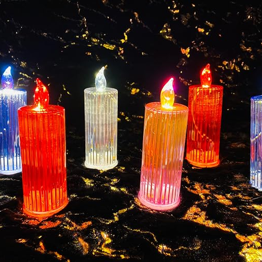 Colourful LED Crystal Candles (12pc Box)🕯️