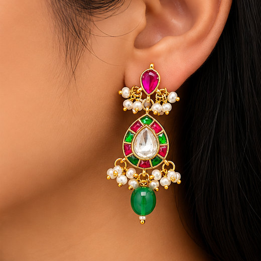 Real Jadau Kundan Earring - Image 4