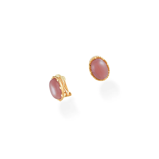 Vintage Peach Moissanite Stone Carved Gold-Tone Clip-On Earring - Image 4