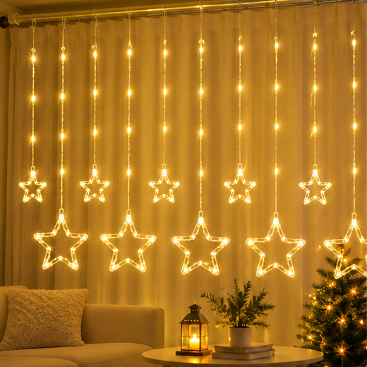 New 5+5 Crystal Star Curtain Light ✨