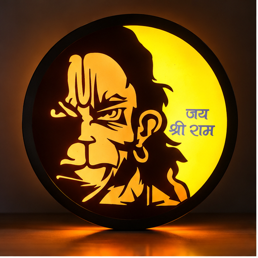 Hanuman Ji जय श्री राम Lighting Wall Hanging For Decoration (Size: 8.5 Inch)