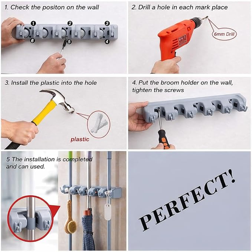 5 Section Broom Holder - Image 4