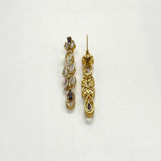 Gold-plated American Diamond Purple Stones Short Necklace - Image 3