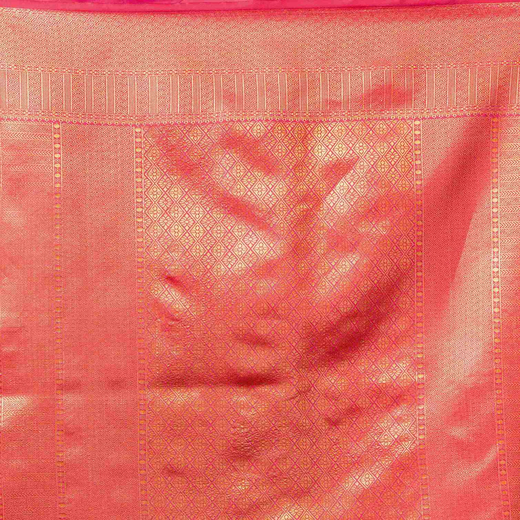 Rani Pink Silk Woven Banarasi Saree - Image 3