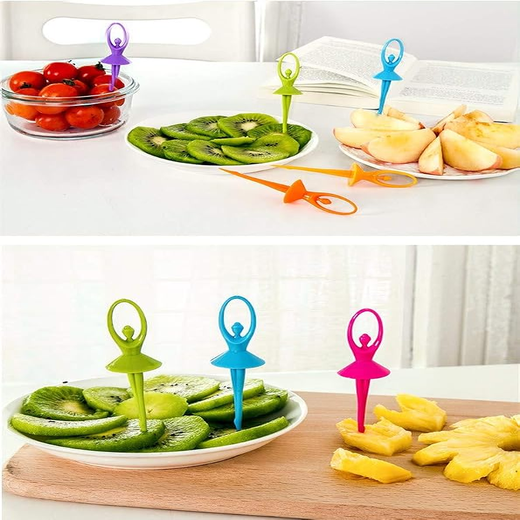 Dancing Doll Fruit Fork Set With Stand (Pack of 6) - Image 3