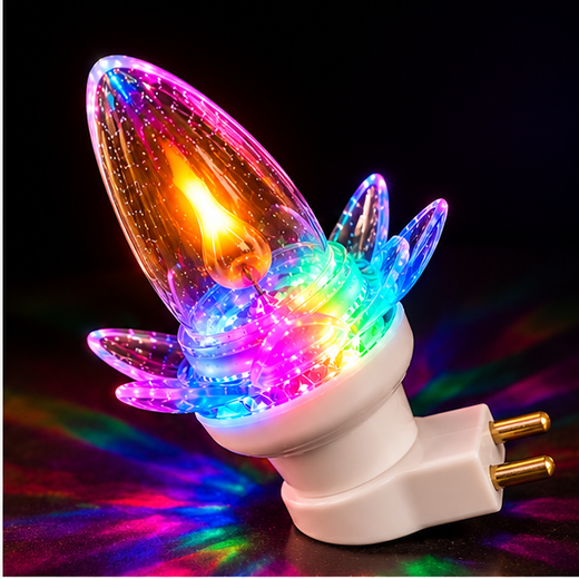 Flower Design LED Flickering Plug In Night Lamp (Size: 12cm) - Image 2
