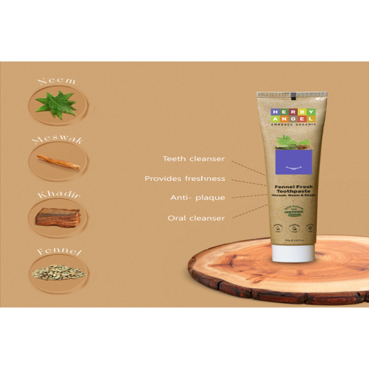 Baby Fennel Fresh Toothpaste with Meswak, Neem & Khadir - Image 2