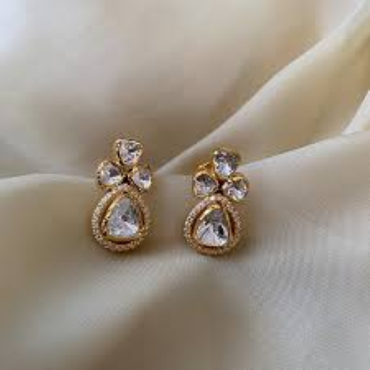 Rose-Gold Polki Diamonds studs - Image 4
