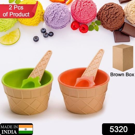 Colorful Set Of 6 Ice Cream Bowl With  A Spoon