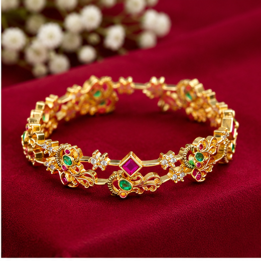 Matte Finishing Designed With Peacock Bangle - Image 2