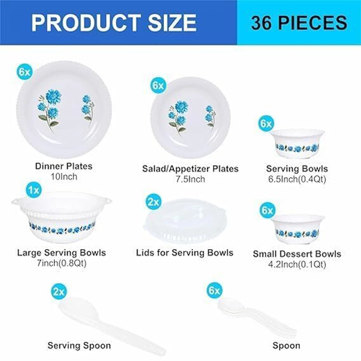 36 pcs Execlusive Plastic Printed Round Dinner Set - Image 4