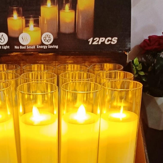 12 Piece Box Smokeless Flickering Wick Candle With Glass🕯️ Height: 16 CM - Image 4