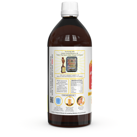 Dr. Patkar's Apple Cider Vinegar with Ginger, Turmeric & Fenugreek | Unfiltered & Undiluted | Improved Immunity | Joint Pain Relief Supplement | Increase Blood Circulation (With Mother) 500ml - Image 2