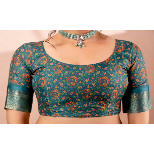 Brown Silk Kalamkari Printed Woven Border Saree - Image 2