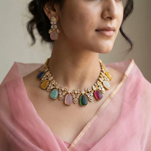 Navratna gemstone celestial body in vedic astrology Short Necklace - Image 4