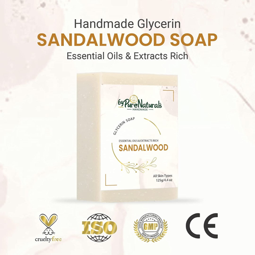 Organic, Mesmerizing, and Natural Glycerin Made Sandalwood Soap For Men Women Pack of 2 - Image 2