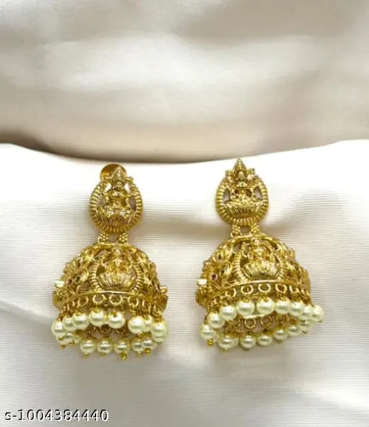 Matte Finishing Lakshmi-Devi Jhumka - Image 4