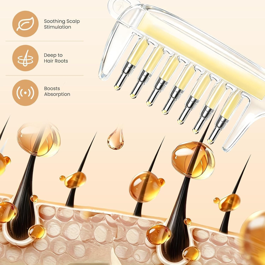 Scalp Massager Hair Oil Applicator Comb with Roller Tips - Image 4