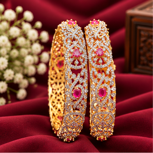 G.J Polishing with Pink Stones Bangle