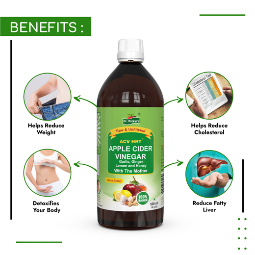 Dr. Patkar's - Apple Cider Vinegar with Ginger, Garlic, Lemon, and Honey | Unfiltered & Undiluted | Suitable for Weight loss, Bad Cholesterol and Healthy Heart with Energy Boost (With Mother) - Image 3