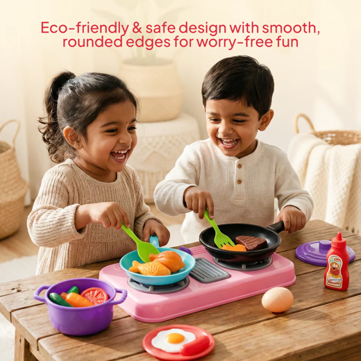 FLYI Kids Kitchen Play Set with Pan & Accessories
