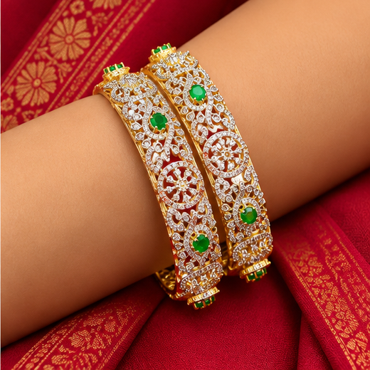 G.J Polishing With Green Stones Bangle - Image 4