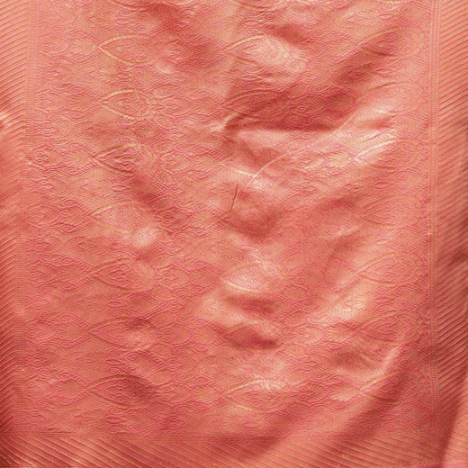 Dark Coral Pink Silk Woven Banarasi Saree - Image 3