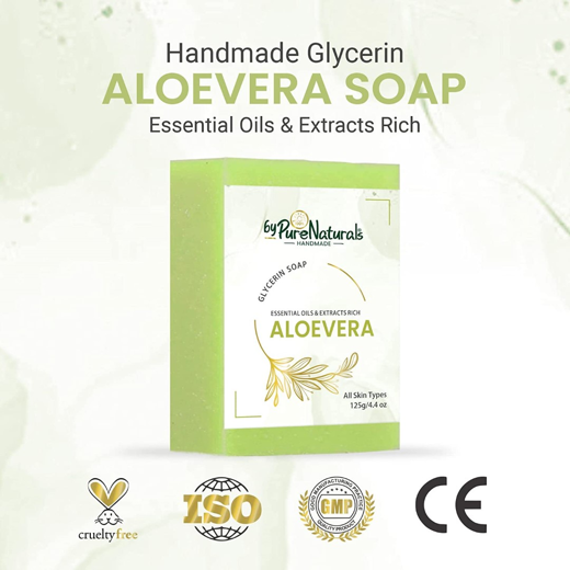 Organic, Mesmerizing, and Natural Glycerin Made Aloevera Soap For Men Women  Pack of 2 - Image 2