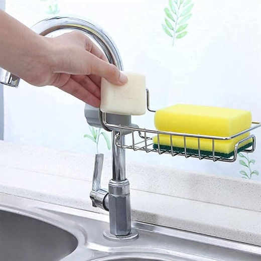 Kitchen Steel Sink Faucet Sponge Scrubber Water