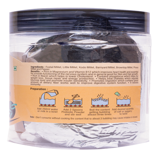 Sathvikas Natural Millets Prebiotic Powder (Pepper Flavour)(500 grams) Pack Of 1. - Image 2