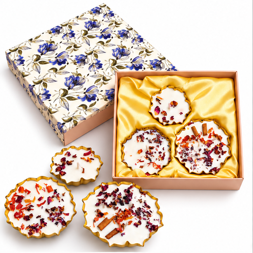 3 Piece Lotus Urli Candle With Flowers & Spices Decoration Gift Set 🪷 🕯️