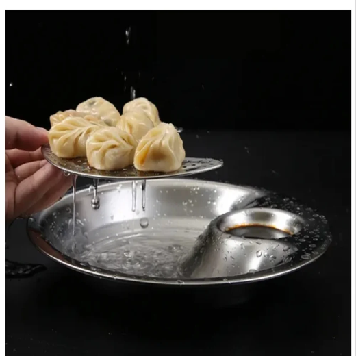 STAINLESS STEEL DUMPLING DRAIN SNACK TRAY - Image 2