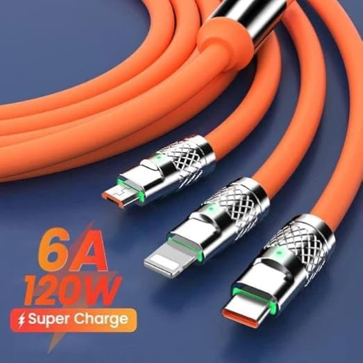 3 in 1 Charging Cable Orange - Image 3