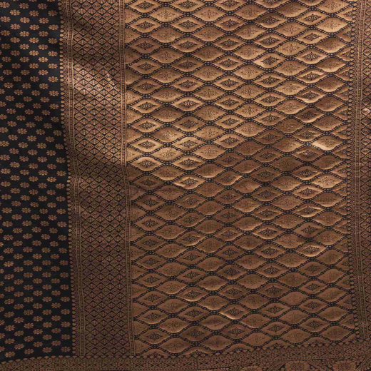 Royal Black Silk Woven Banarasi Saree - Image 3