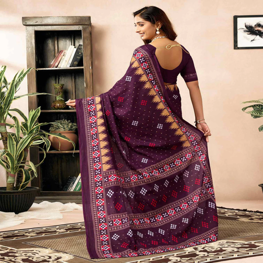 Shweta Tiwari Plum Wine Ready To Wear Cotton Saree - Image 4