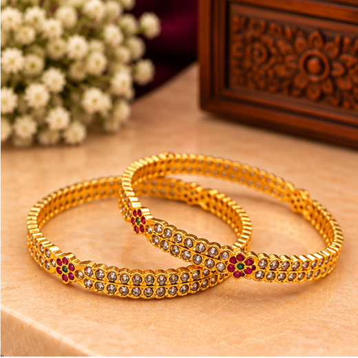 Matte Finishing With White Stones Bangle - Image 2