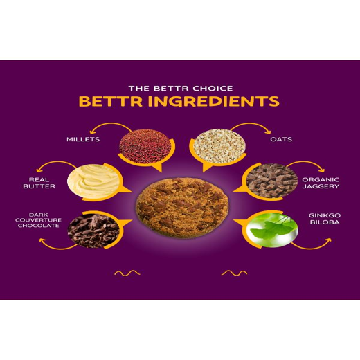 The Bettr Choice Millet Dark Chocolate Chunk Cookies - 100% Millets & Oats Blend, Jaggery Sweetened, No Maida, Gluten Free, No Added Refined Sugar, No Trans Fat, No Wheat | Healthy Snack - 2 Pack - Image 3