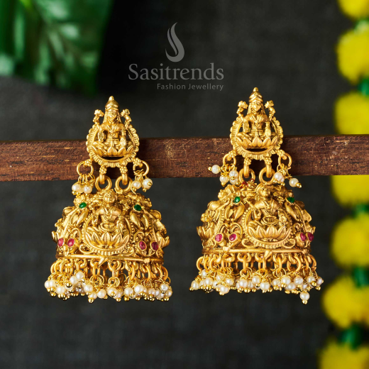 Matte Finishing Lakshmi-Devi Jhumka - Image 2