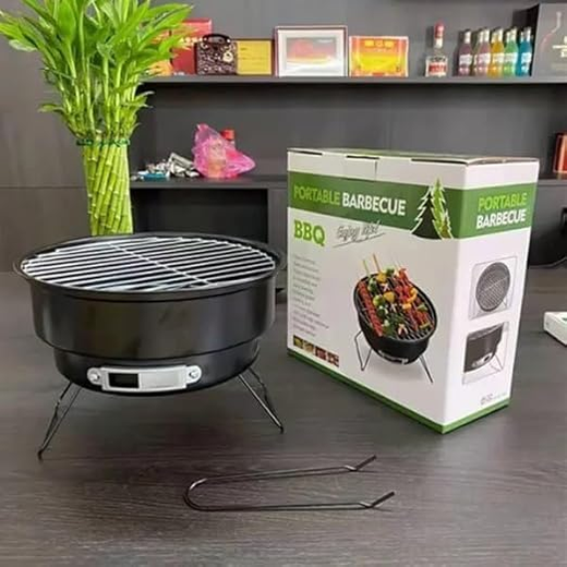 Round Mini BBQ Barbeque Grill Stand Stove
