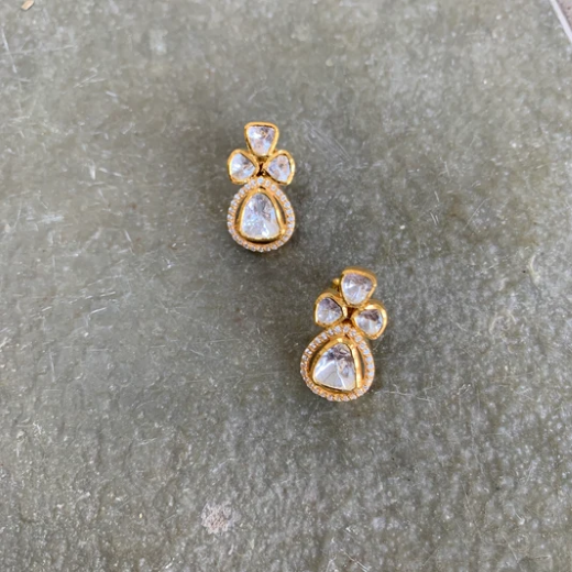 Rose-Gold Polki Diamonds studs - Image 3