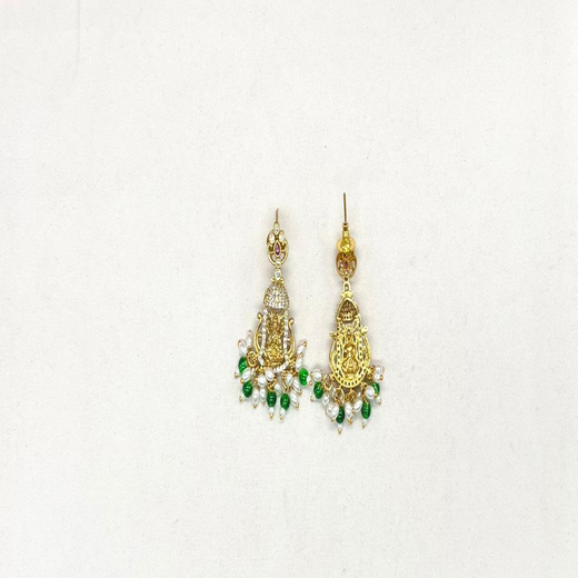 Matte finishing lord Lakshmi with peacock Designed Short Necklace - Image 3