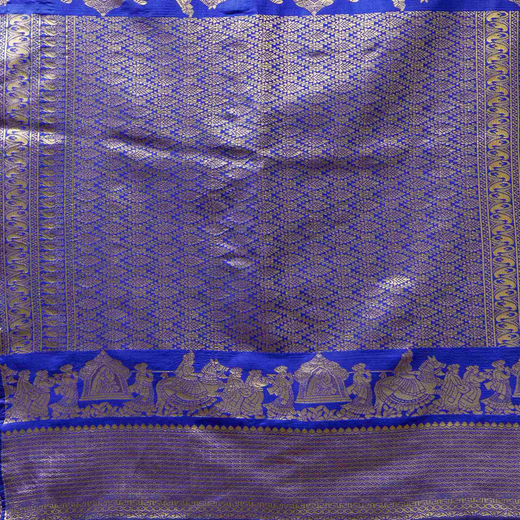 Blue Silk Woven Kanjivaram Saree - Image 3
