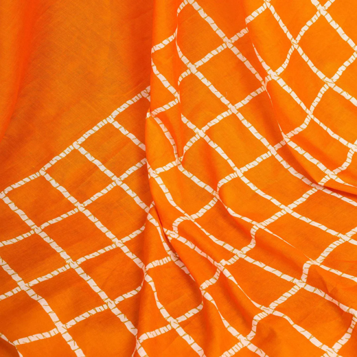 Ready To Wear Orange Cotton Printed Saree - Image 3