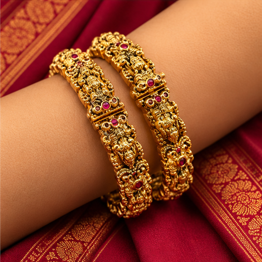 Nakshi Finishing Open-Able With Lord Lakshmi Bangle - Image 4
