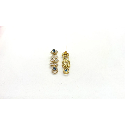 Gold-plated American Diamond Blue Stones Short Necklace - Image 3