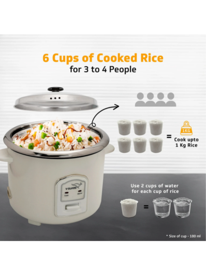 V-Guard VRCS 1.8 C Electric Rice Cooker (1.8 L, White) - Image 3