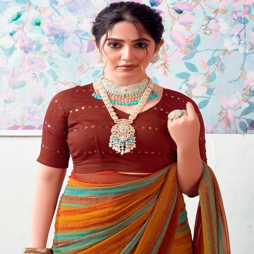 Multicoloured Georgette Printed Saree - Image 2