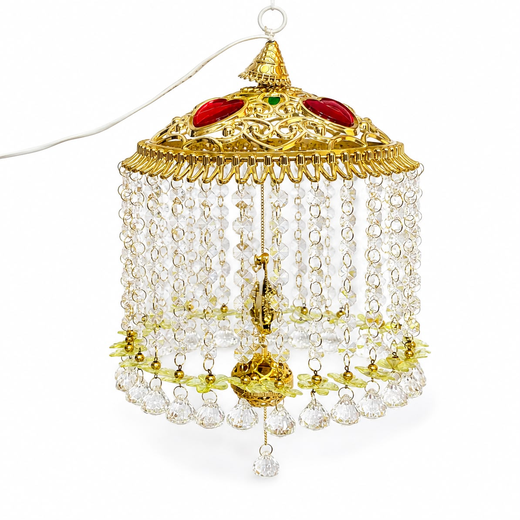 Beautiful Lighting Red Diamond Golden Jhumar (Size: 40*22Cm) 🧿 - Image 4