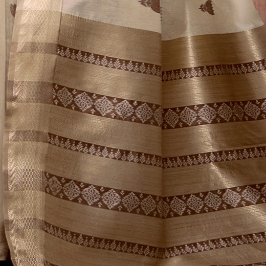 Tina Datta Beige Cotton Woven Zari Saree - Image 2