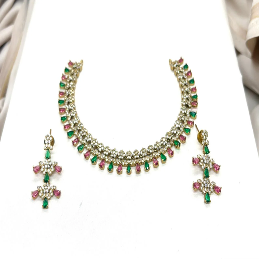 Victorian Short Necklace Designed With Multi-Colour's Stone's